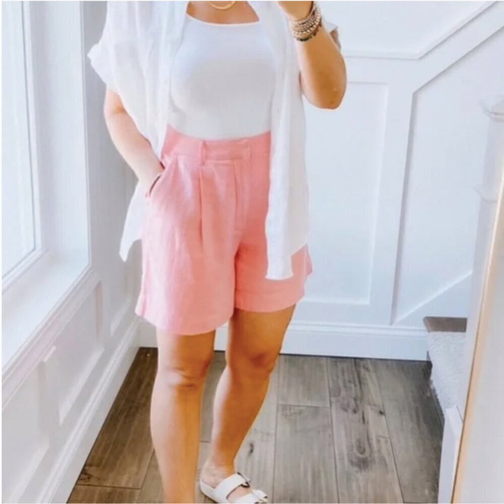 Abercrombie & Fitch Sloane Linen Tailored Shorts Pleated High Rise Preppy